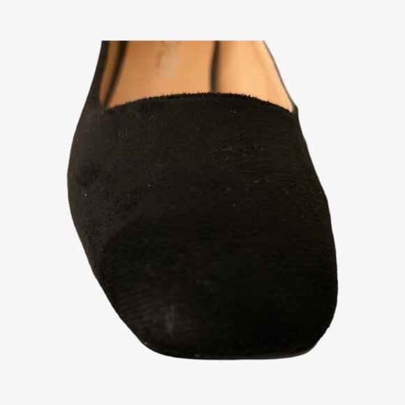 Showforest Womens Black Square Toe with Chunky Heel Suede Pump Size 8 - Picture 9 of 10